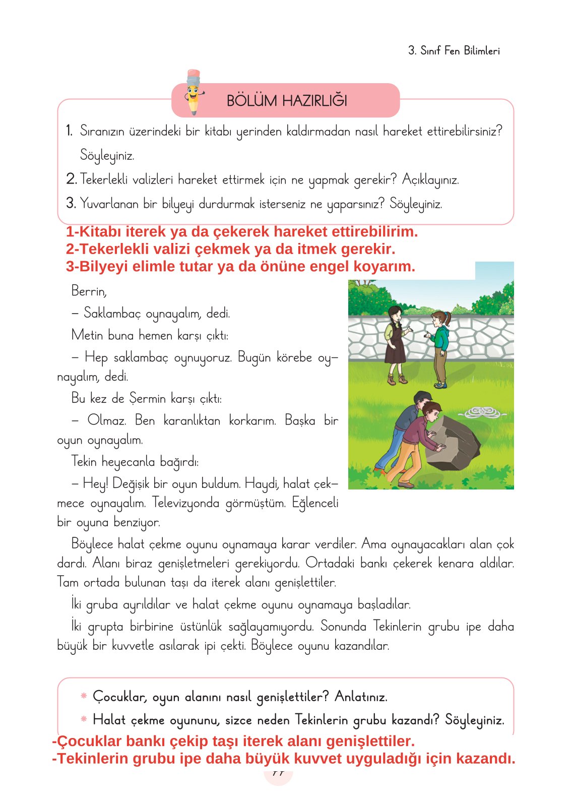 3. Sınıf Fen Bilimleri Ders Kitabı Cem Yayınları Sayfa 77 Cevapları