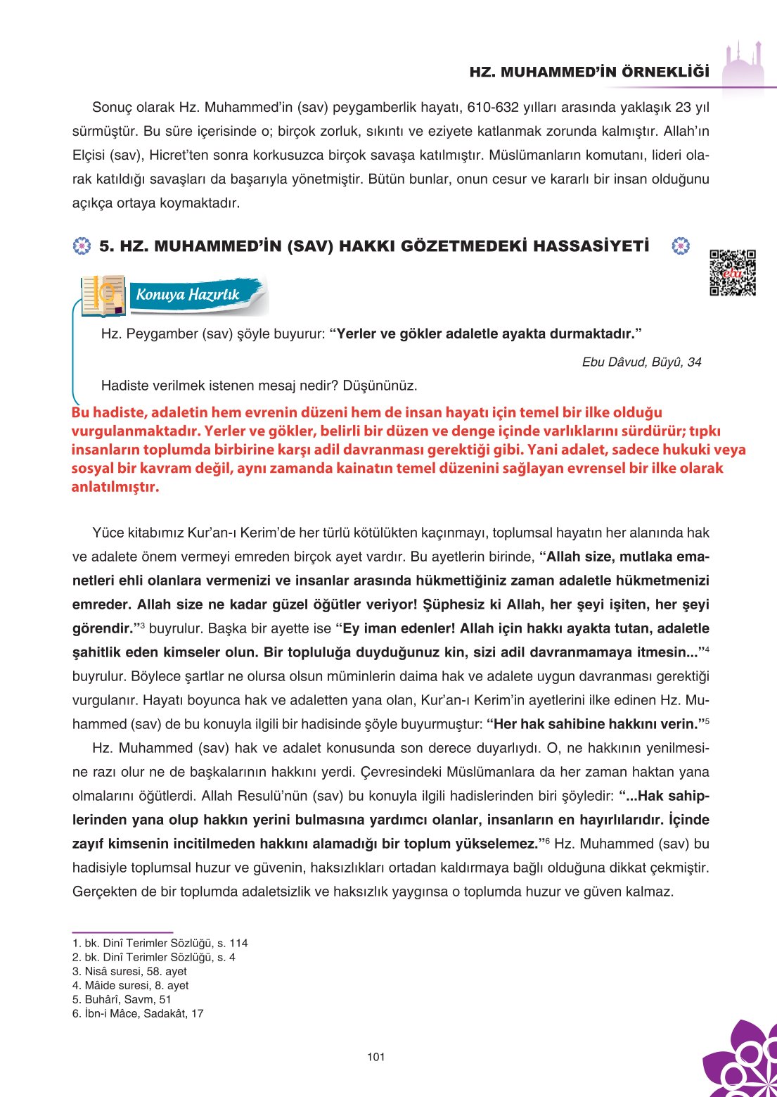 8. Sınıf Din Kültürü Ve Ahlak Bilgisi Ders Kitabı Sdr İpekyolu Yayınları Sayfa 101 Cevapları