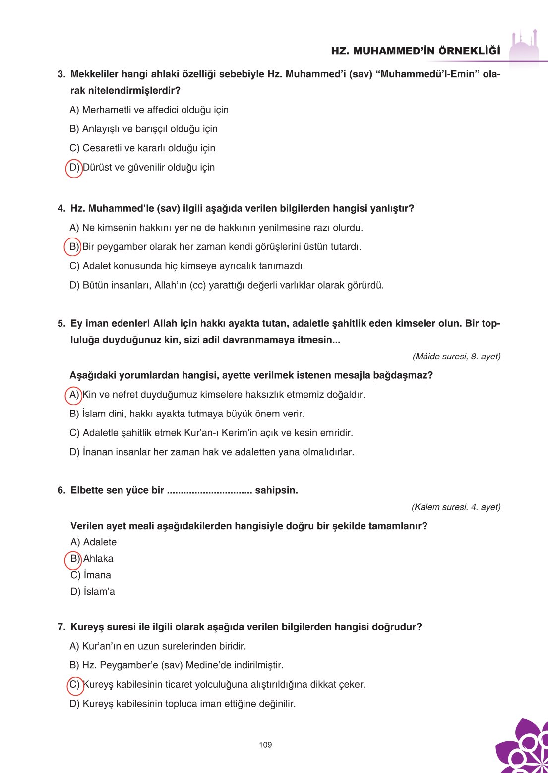 8. Sınıf Din Kültürü Ve Ahlak Bilgisi Ders Kitabı Sdr İpekyolu Yayınları Sayfa 109 Cevapları