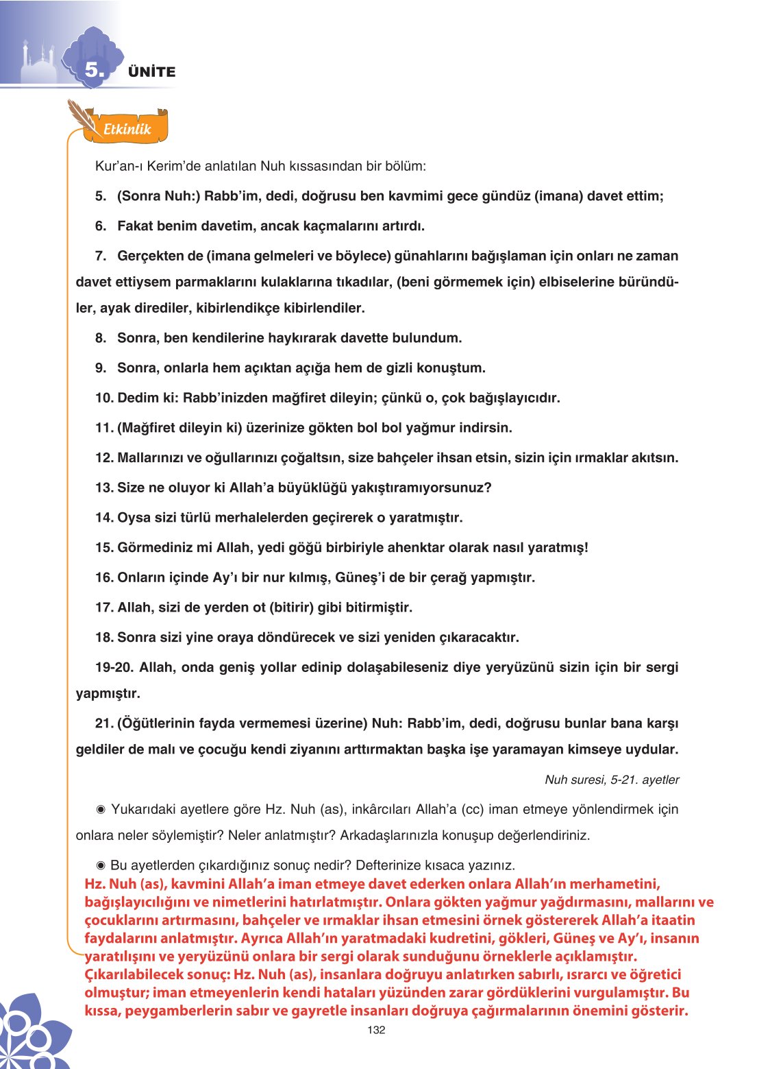 8. Sınıf Din Kültürü Ve Ahlak Bilgisi Ders Kitabı Sdr İpekyolu Yayınları Sayfa 132 Cevapları