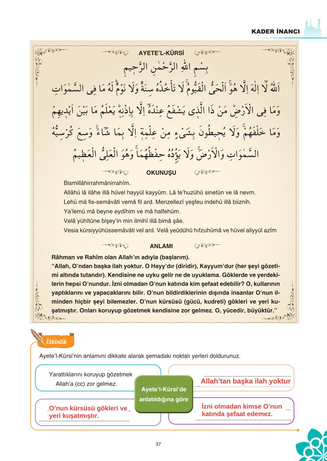 8. Sınıf Din Kültürü Ve Ahlak Bilgisi Ders Kitabı Sdr İpekyolu Yayınları Sayfa 37 Cevapları