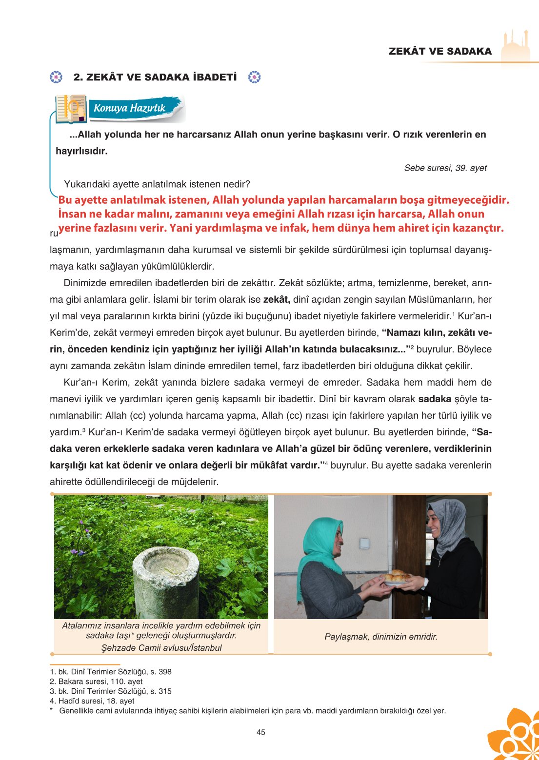 8. Sınıf Din Kültürü Ve Ahlak Bilgisi Ders Kitabı Sdr İpekyolu Yayınları Sayfa 45 Cevapları