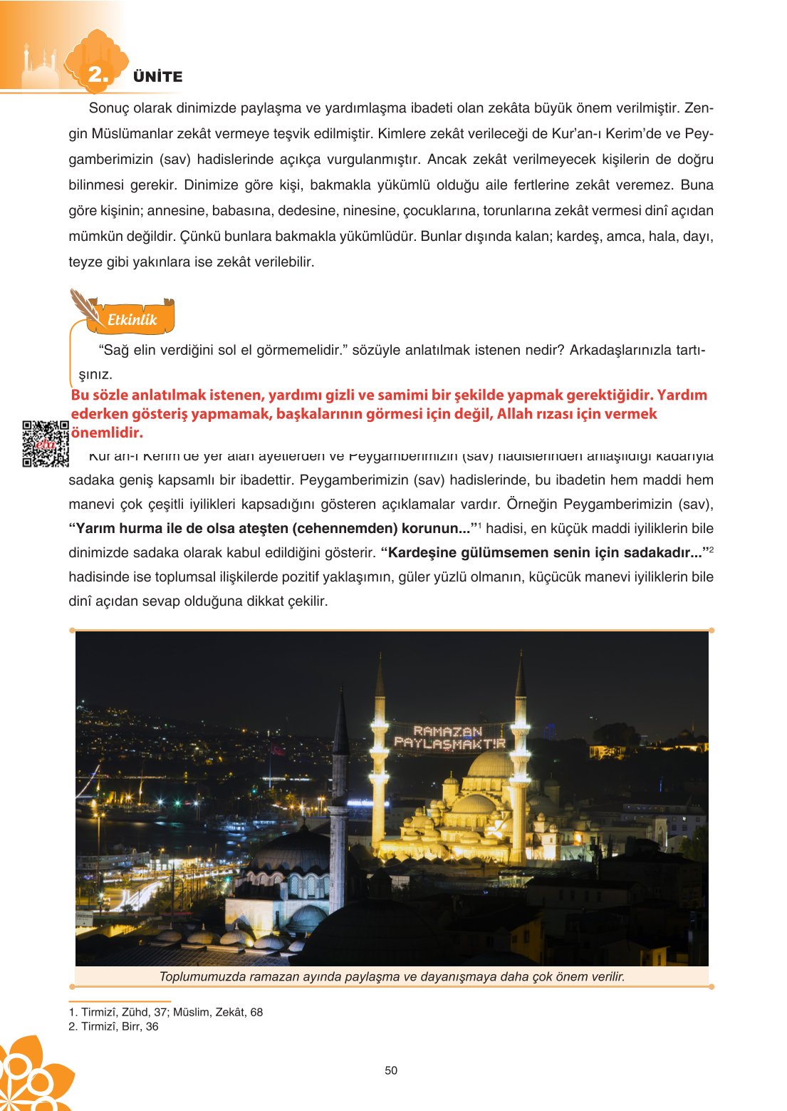 8. Sınıf Din Kültürü Ve Ahlak Bilgisi Ders Kitabı Sdr İpekyolu Yayınları Sayfa 50 Cevapları