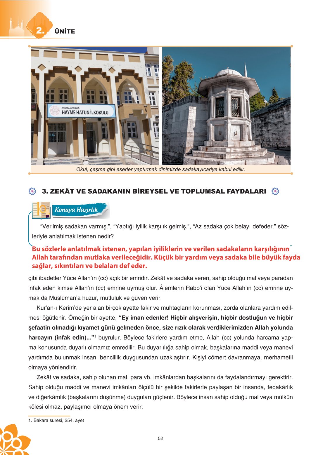 8. Sınıf Din Kültürü Ve Ahlak Bilgisi Ders Kitabı Sdr İpekyolu Yayınları Sayfa 52 Cevapları