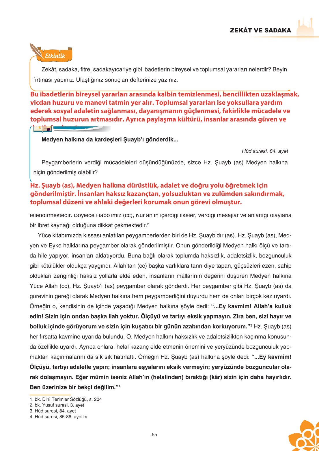8. Sınıf Din Kültürü Ve Ahlak Bilgisi Ders Kitabı Sdr İpekyolu Yayınları Sayfa 55 Cevapları