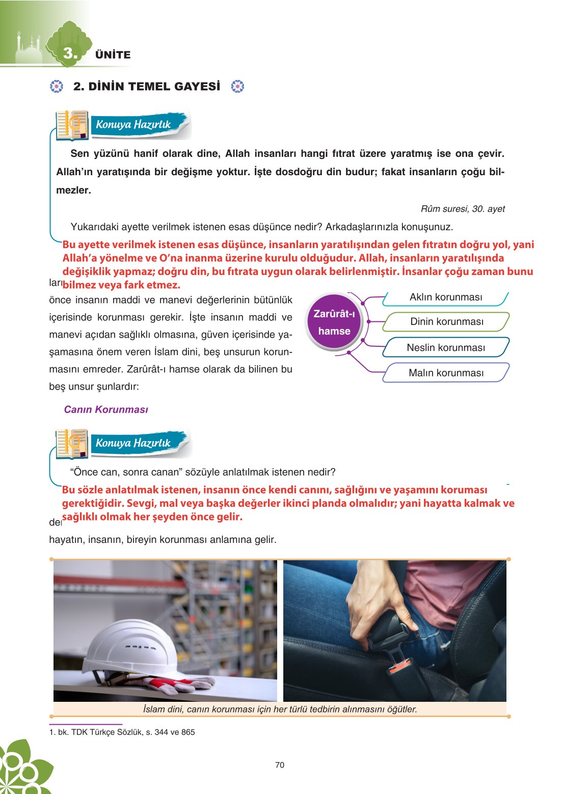 8. Sınıf Din Kültürü Ve Ahlak Bilgisi Ders Kitabı Sdr İpekyolu Yayınları Sayfa 70 Cevapları