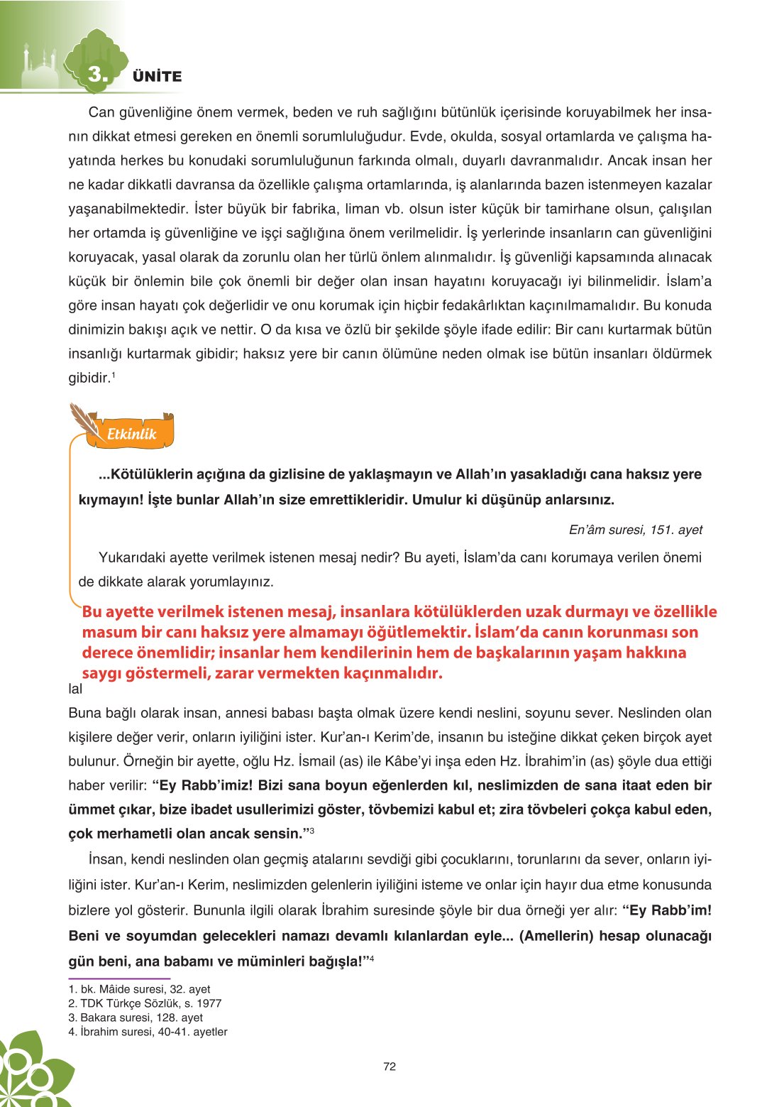 8. Sınıf Din Kültürü Ve Ahlak Bilgisi Ders Kitabı Sdr İpekyolu Yayınları Sayfa 72 Cevapları