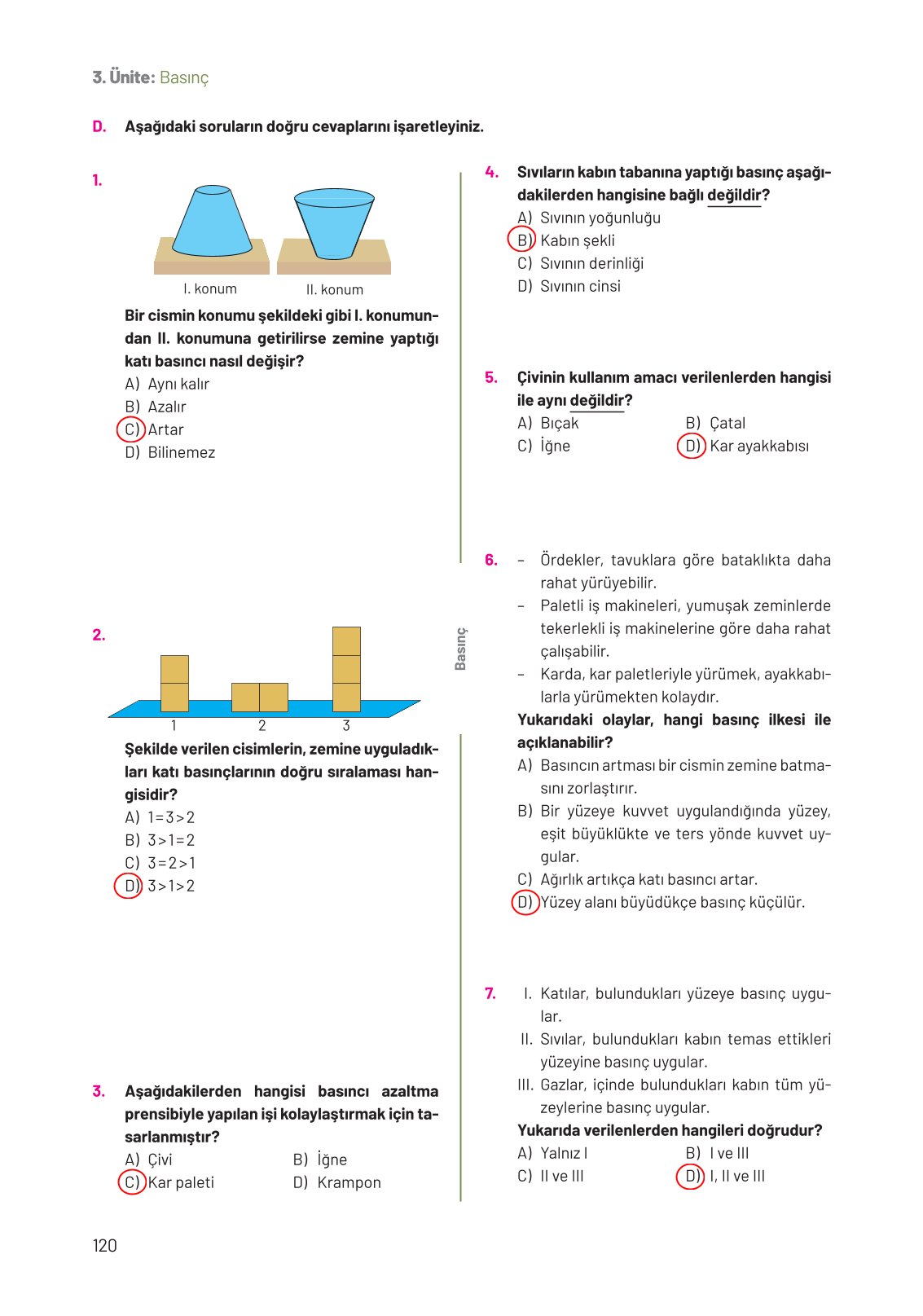 8. Sınıf Fen Bilimleri Ders Kitabı Hecce Yayınları Sayfa 120 Cevapları