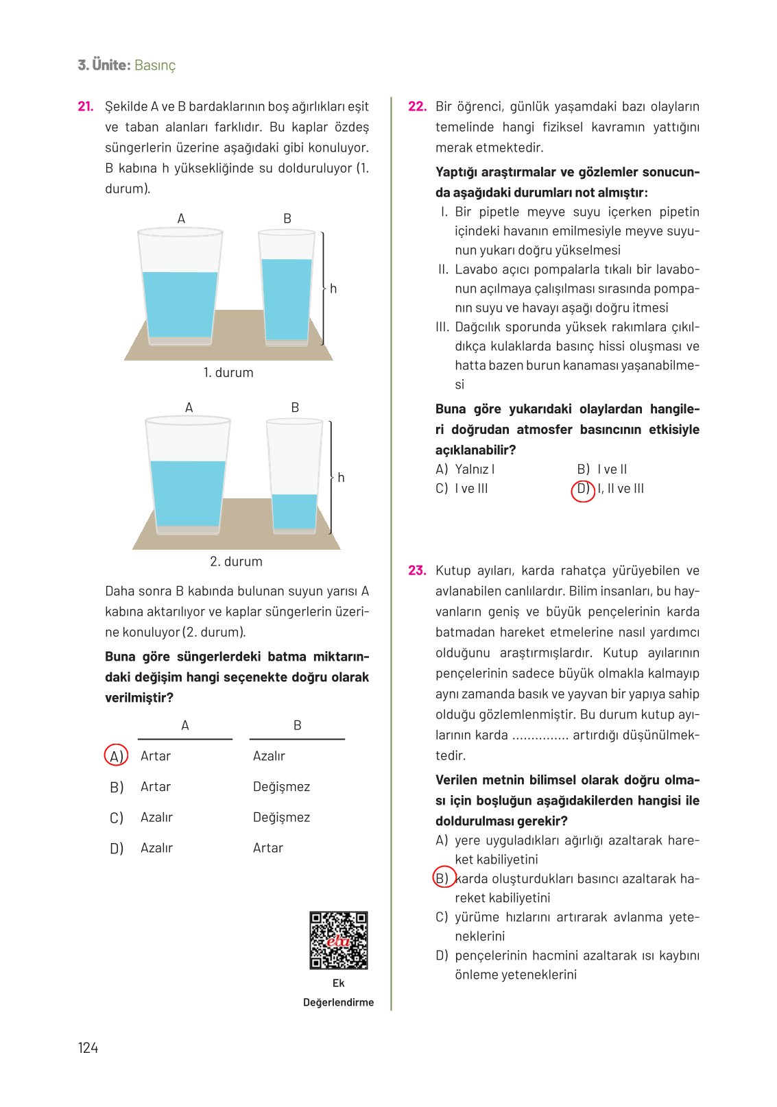 8. Sınıf Fen Bilimleri Ders Kitabı Hecce Yayınları Sayfa 124 Cevapları