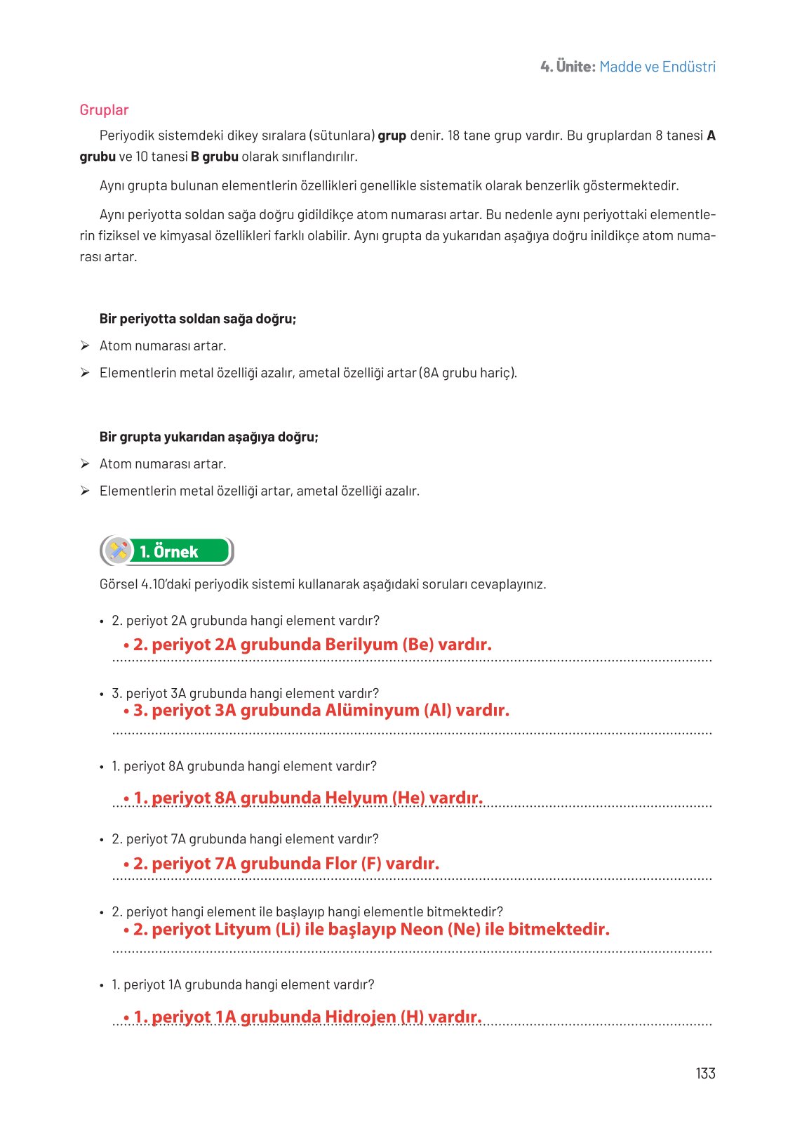 8. Sınıf Fen Bilimleri Ders Kitabı Hecce Yayınları Sayfa 133 Cevapları