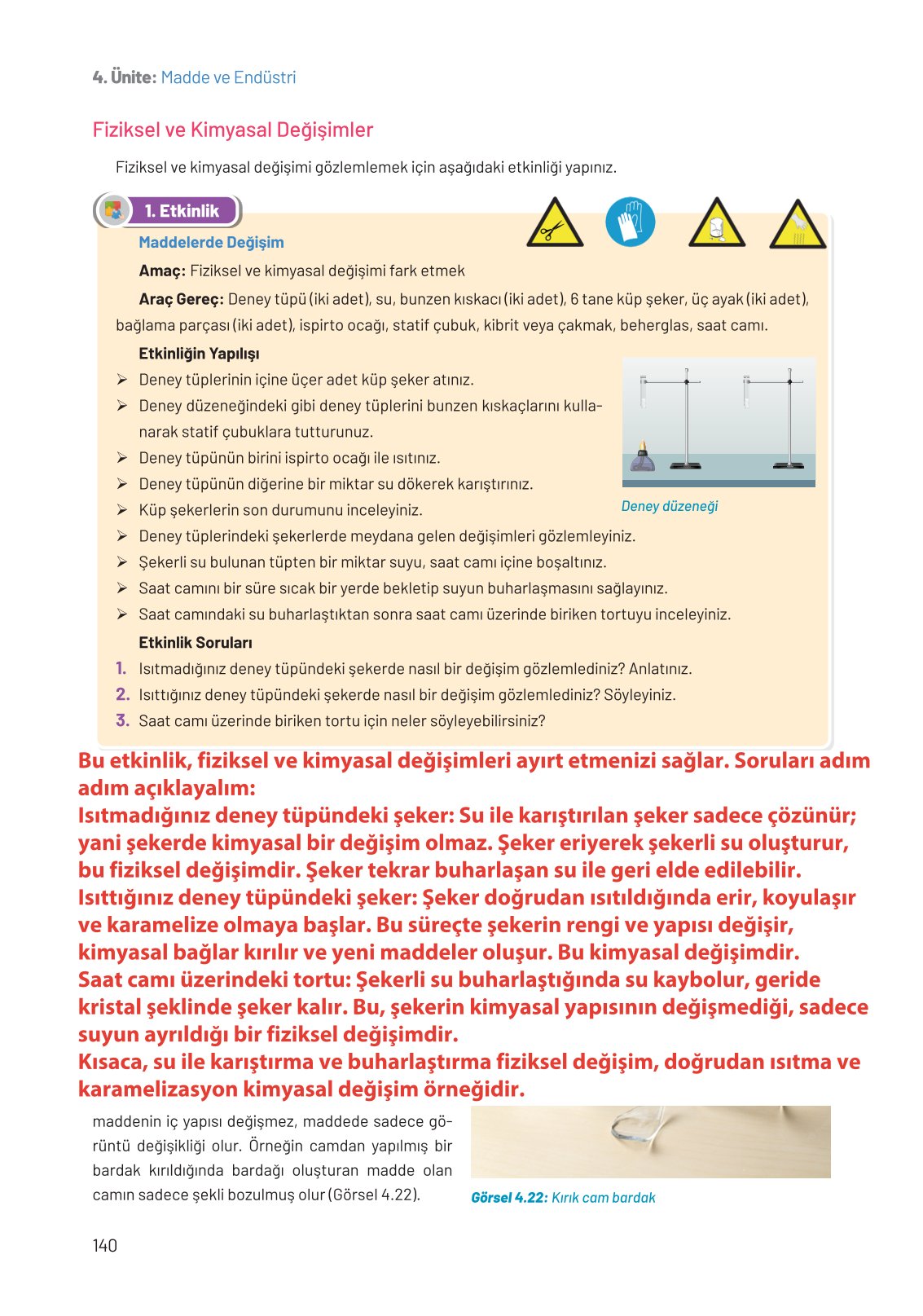 8. Sınıf Fen Bilimleri Ders Kitabı Hecce Yayınları Sayfa 140 Cevapları