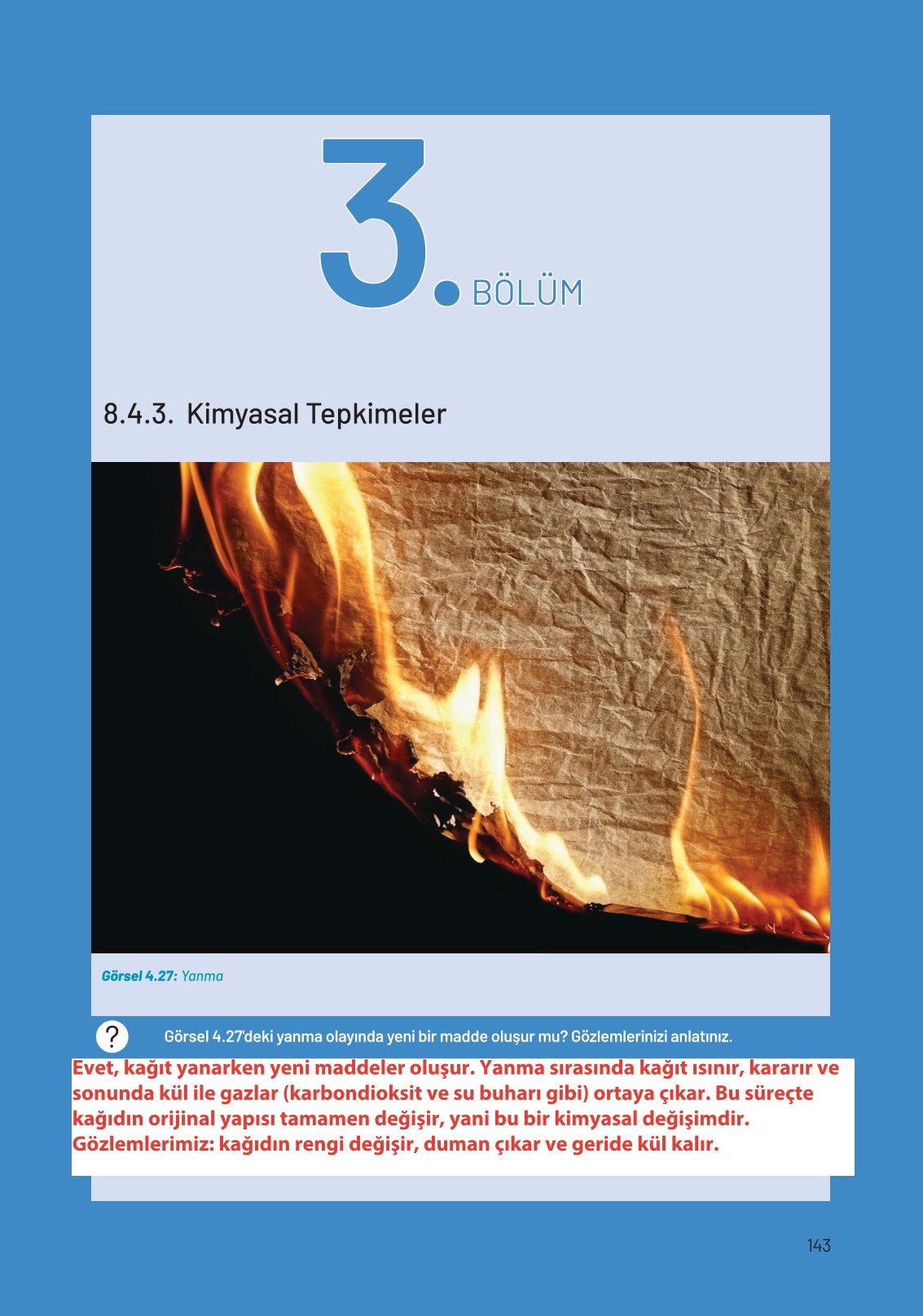 8. Sınıf Fen Bilimleri Ders Kitabı Hecce Yayınları Sayfa 143 Cevapları