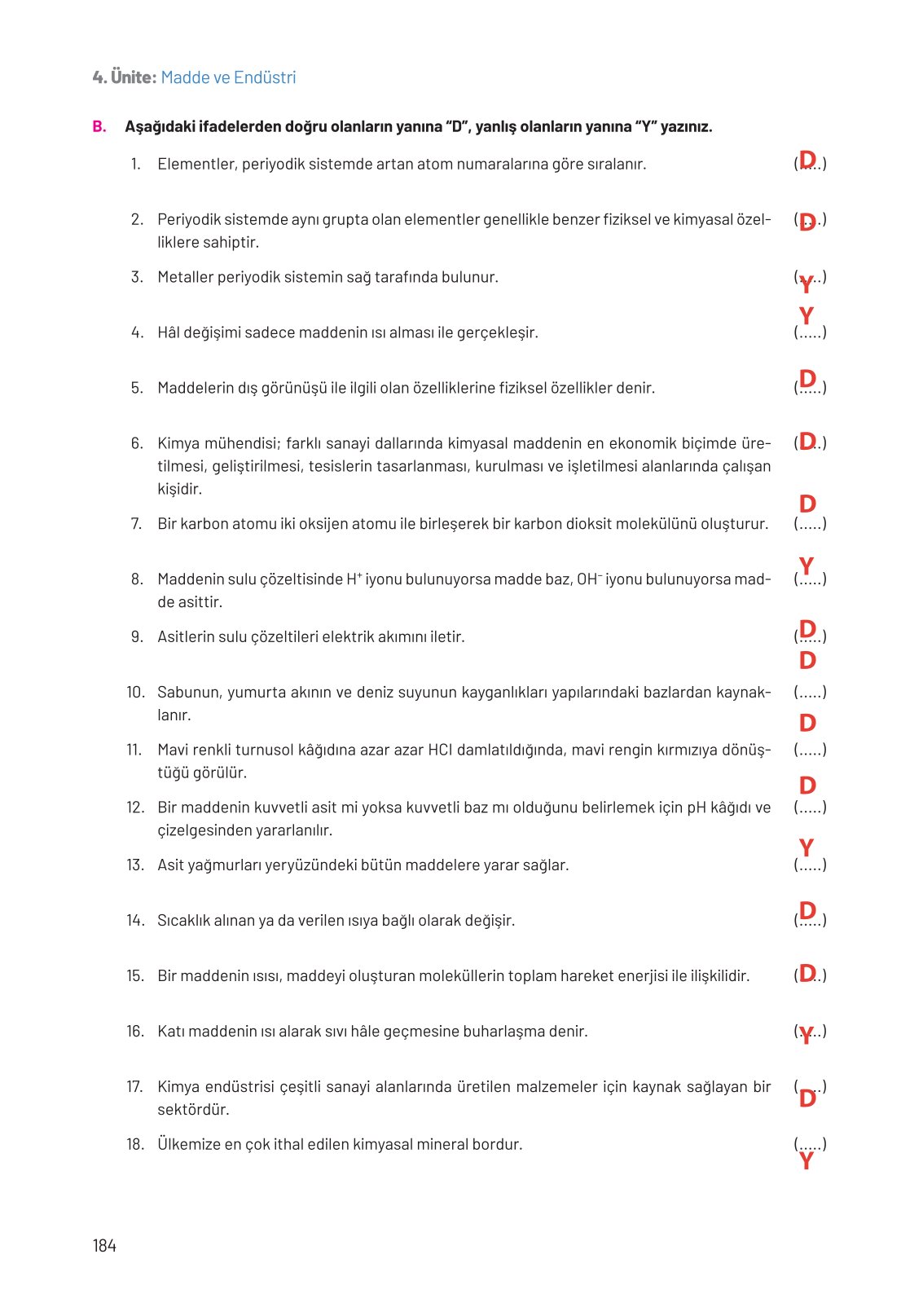 8. Sınıf Fen Bilimleri Ders Kitabı Hecce Yayınları Sayfa 184 Cevapları