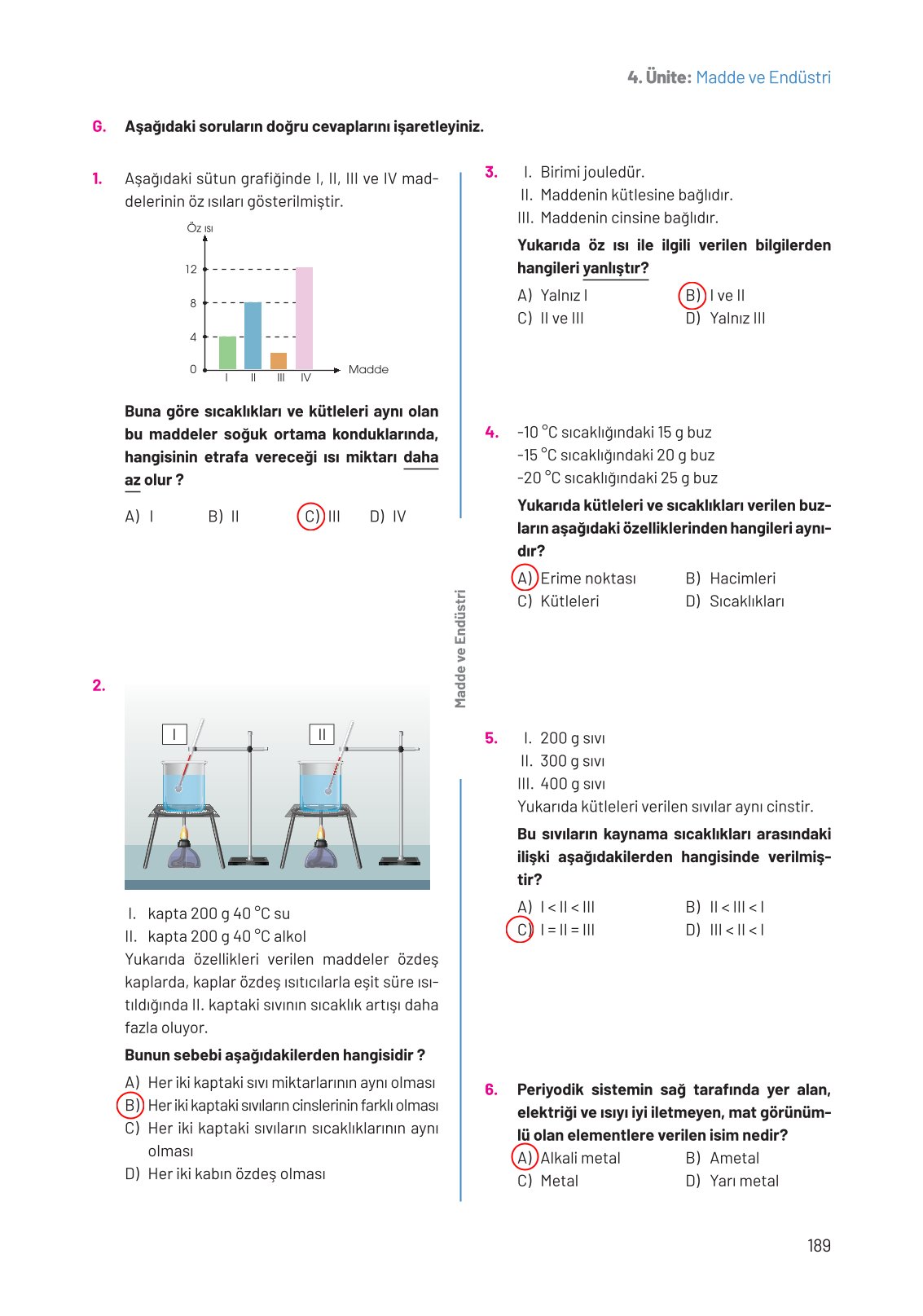 8. Sınıf Fen Bilimleri Ders Kitabı Hecce Yayınları Sayfa 189 Cevapları