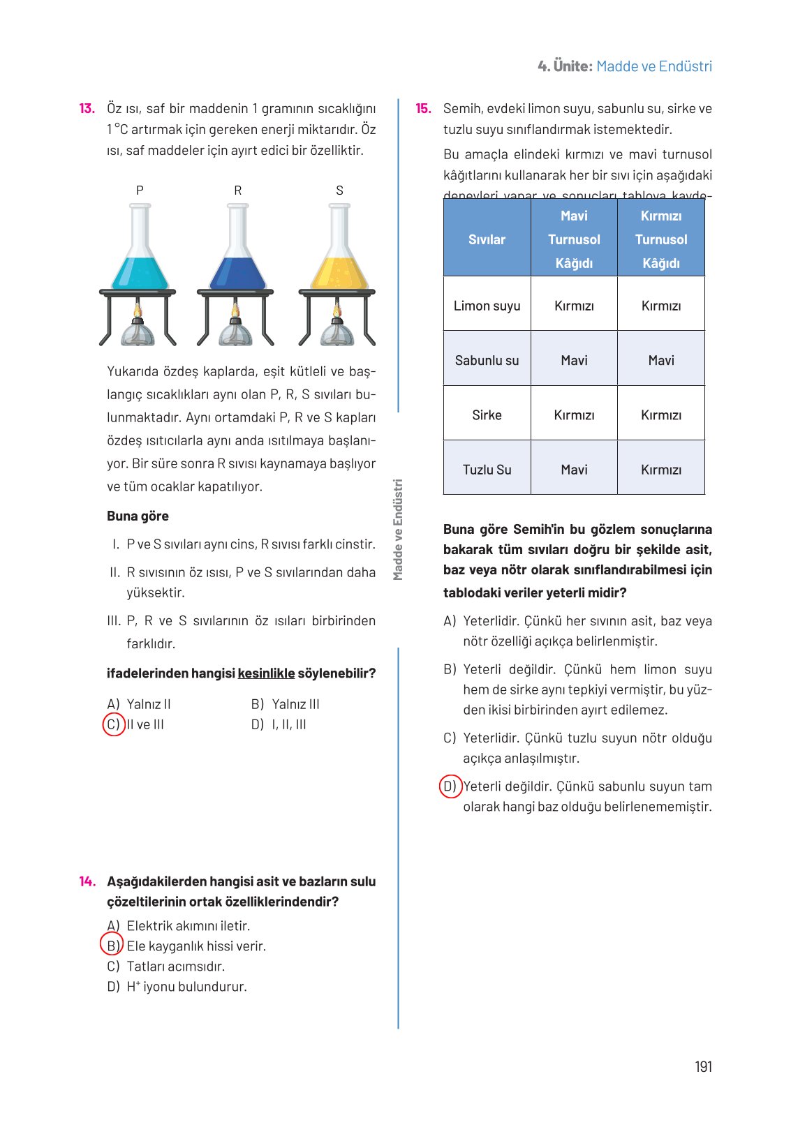 8. Sınıf Fen Bilimleri Ders Kitabı Hecce Yayınları Sayfa 191 Cevapları
