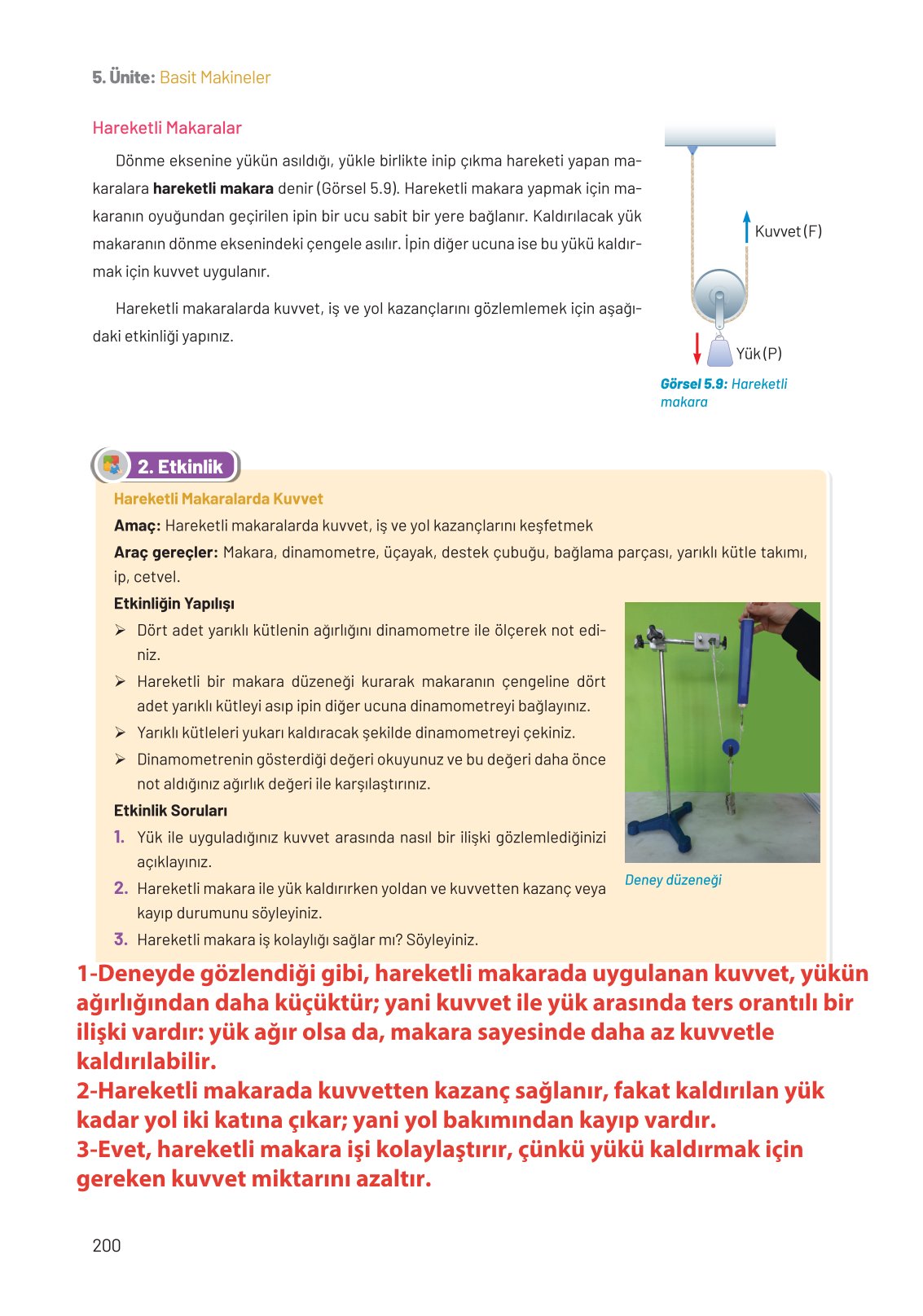 8. Sınıf Fen Bilimleri Ders Kitabı Hecce Yayınları Sayfa 200 Cevapları