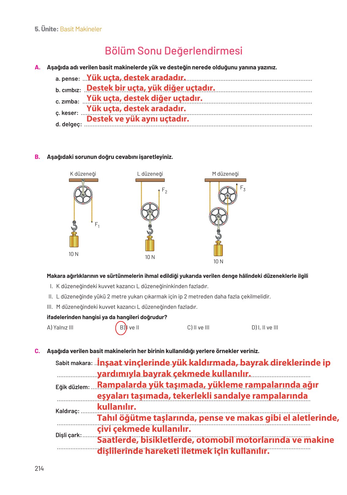 8. Sınıf Fen Bilimleri Ders Kitabı Hecce Yayınları Sayfa 214 Cevapları