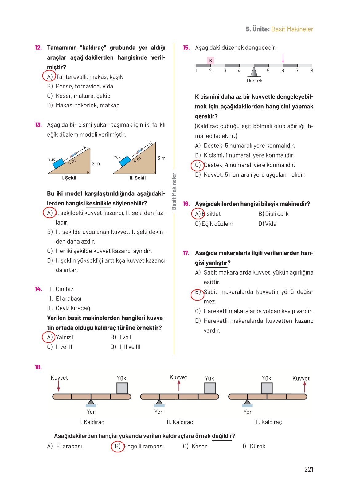 8. Sınıf Fen Bilimleri Ders Kitabı Hecce Yayınları Sayfa 221 Cevapları
