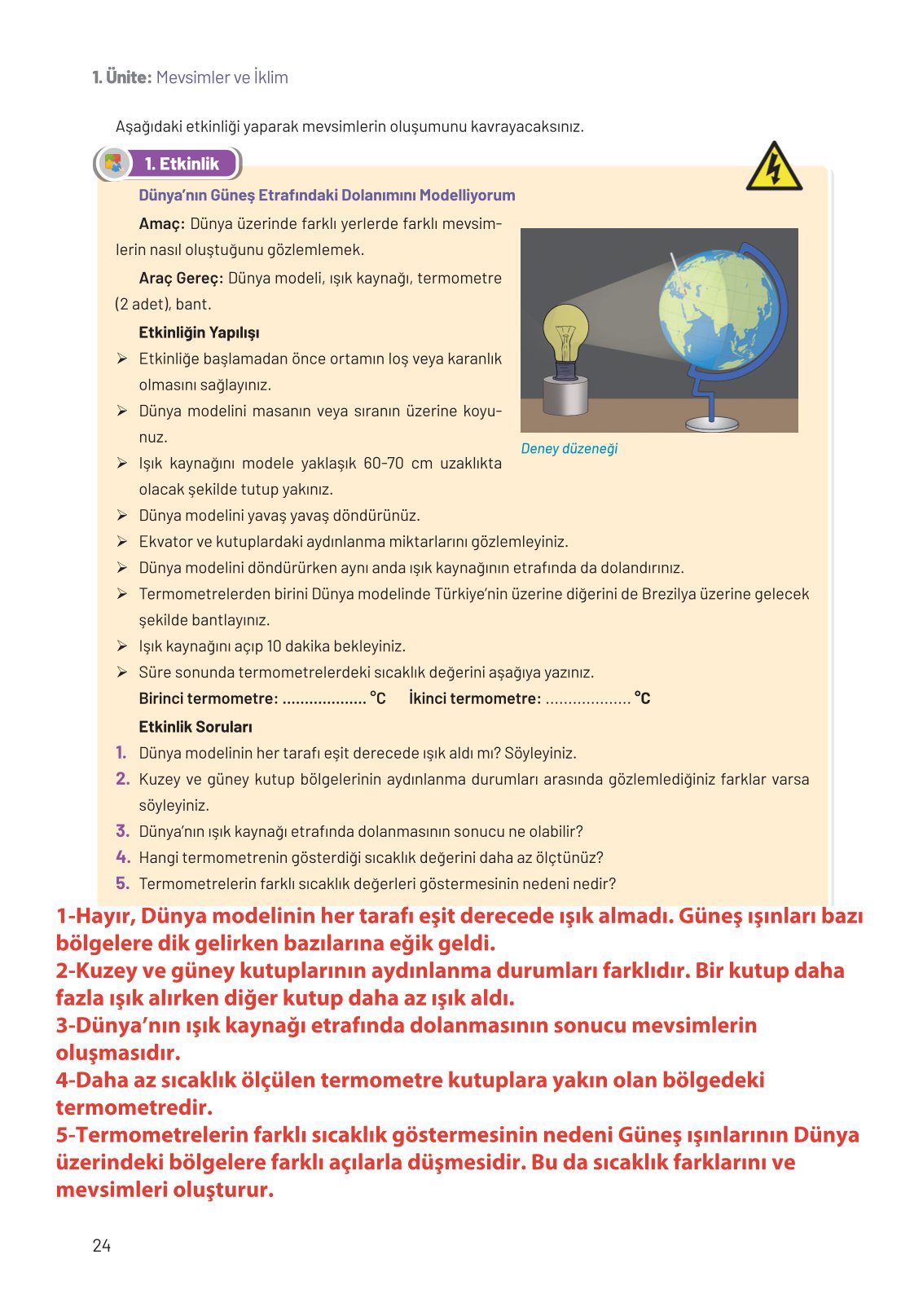 8. Sınıf Fen Bilimleri Ders Kitabı Hecce Yayınları Sayfa 24 Cevapları