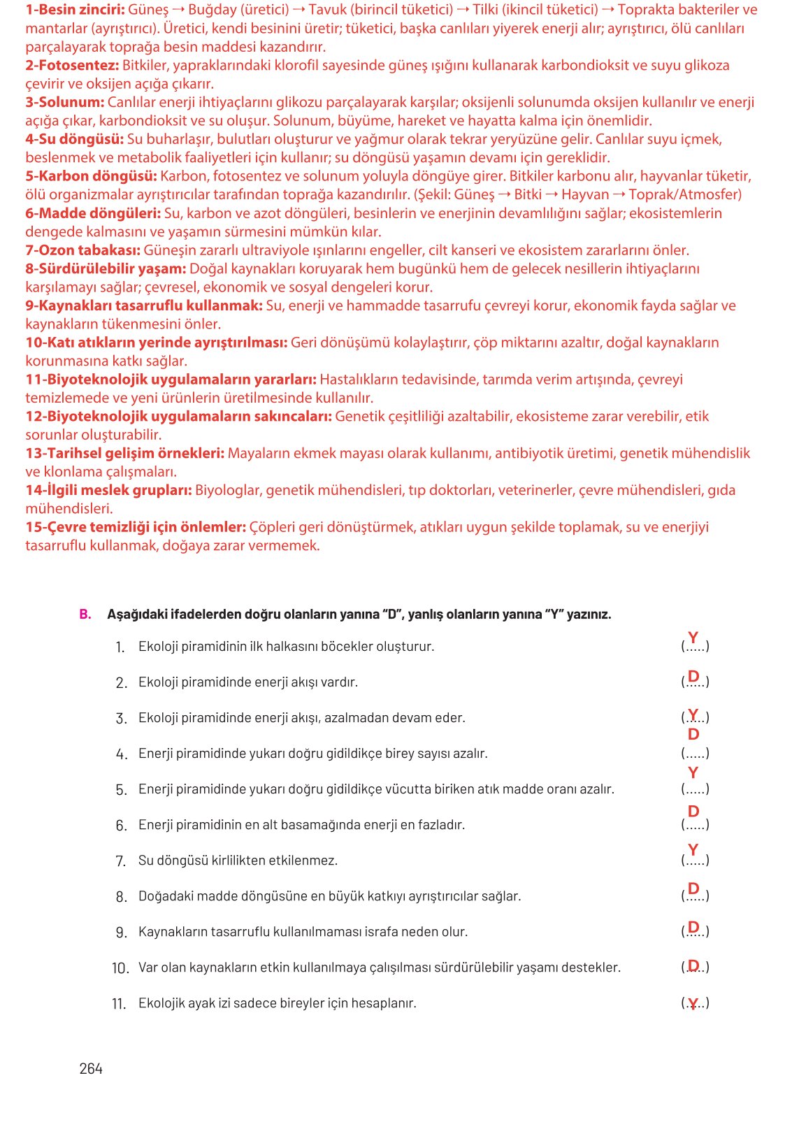 8. Sınıf Fen Bilimleri Ders Kitabı Hecce Yayınları Sayfa 264 Cevapları