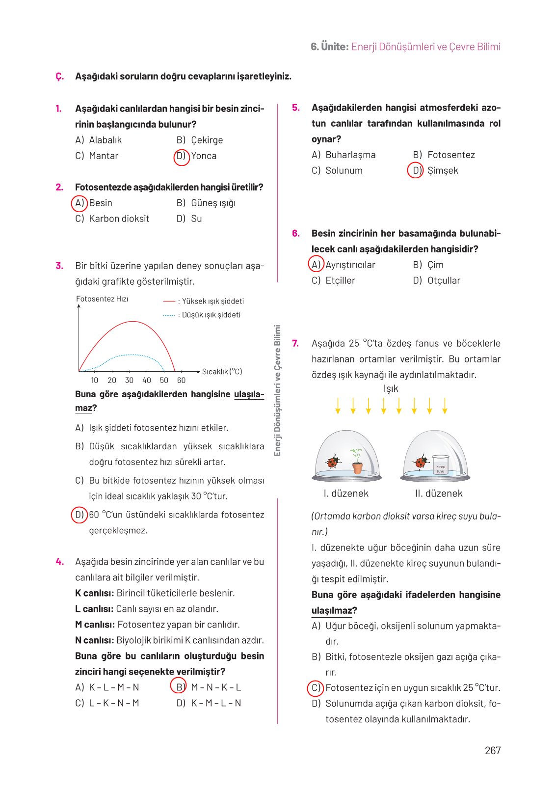 8. Sınıf Fen Bilimleri Ders Kitabı Hecce Yayınları Sayfa 267 Cevapları