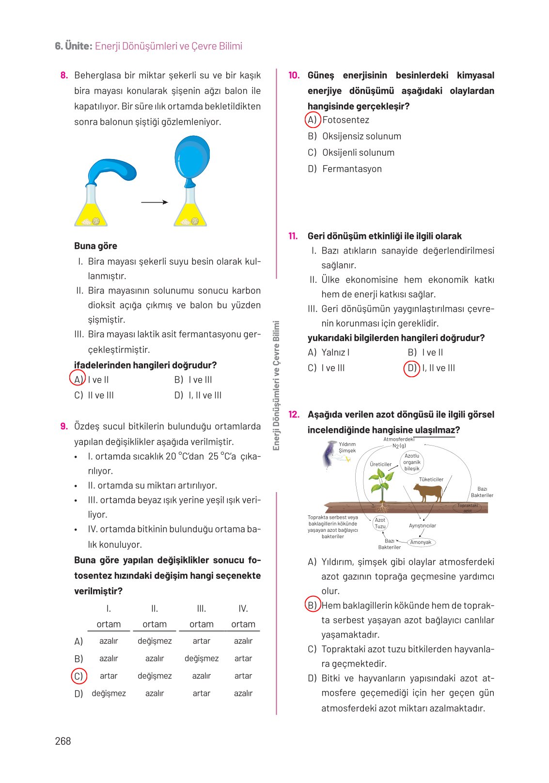 8. Sınıf Fen Bilimleri Ders Kitabı Hecce Yayınları Sayfa 268 Cevapları