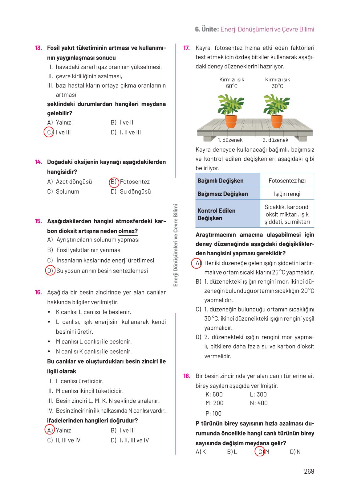 8. Sınıf Fen Bilimleri Ders Kitabı Hecce Yayınları Sayfa 269 Cevapları