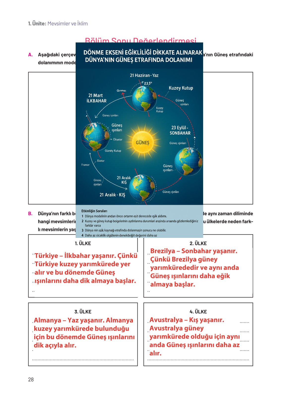 8. Sınıf Fen Bilimleri Ders Kitabı Hecce Yayınları Sayfa 28 Cevapları
