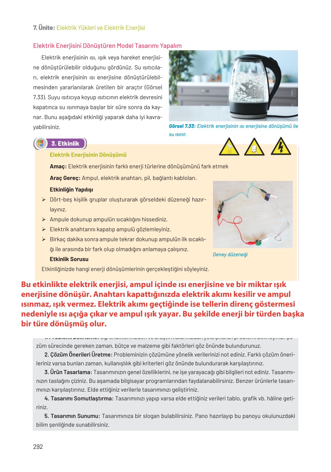 8. Sınıf Fen Bilimleri Ders Kitabı Hecce Yayınları Sayfa 292 Cevapları