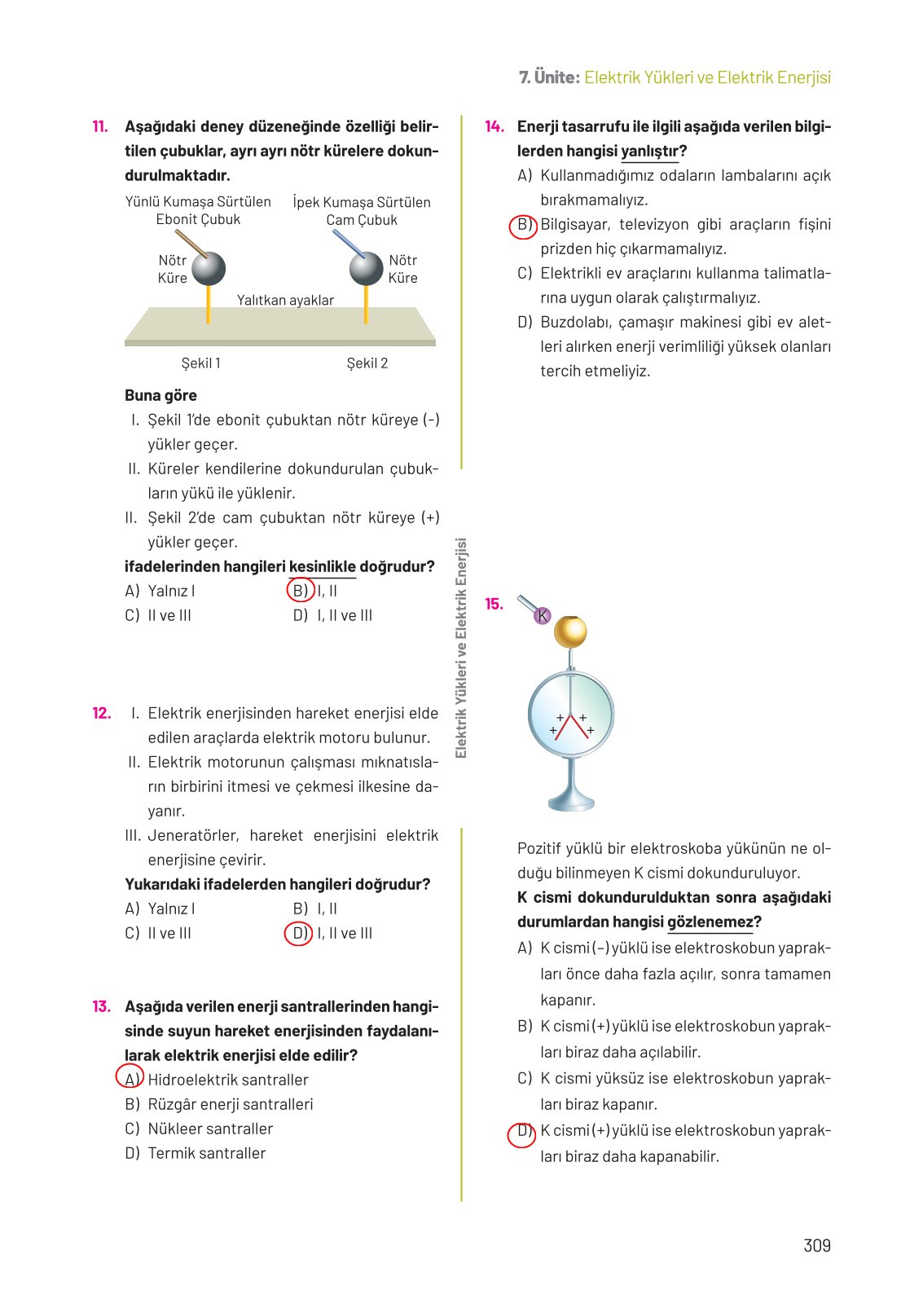 8. Sınıf Fen Bilimleri Ders Kitabı Hecce Yayınları Sayfa 309 Cevapları