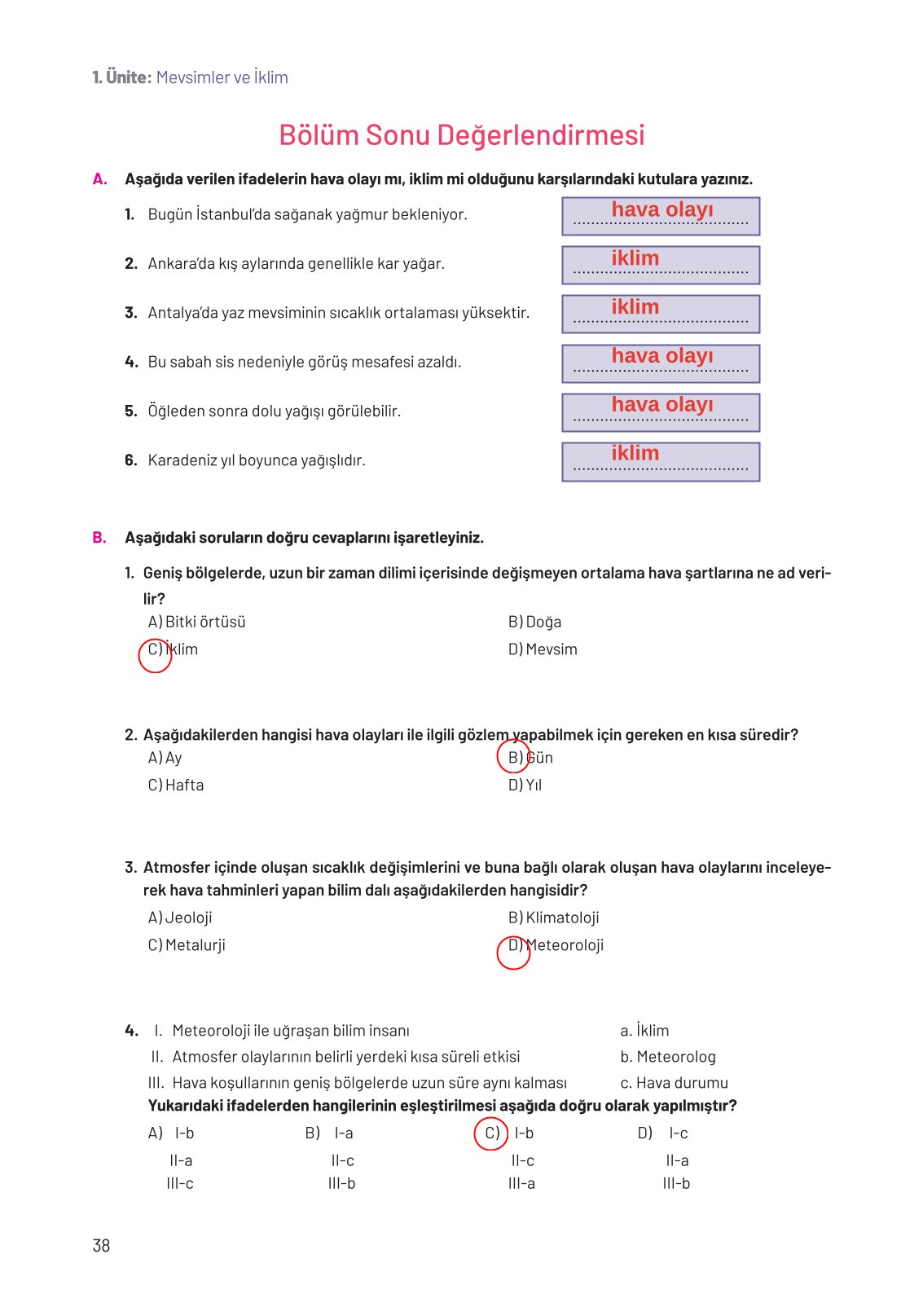 8. Sınıf Fen Bilimleri Ders Kitabı Hecce Yayınları Sayfa 38 Cevapları