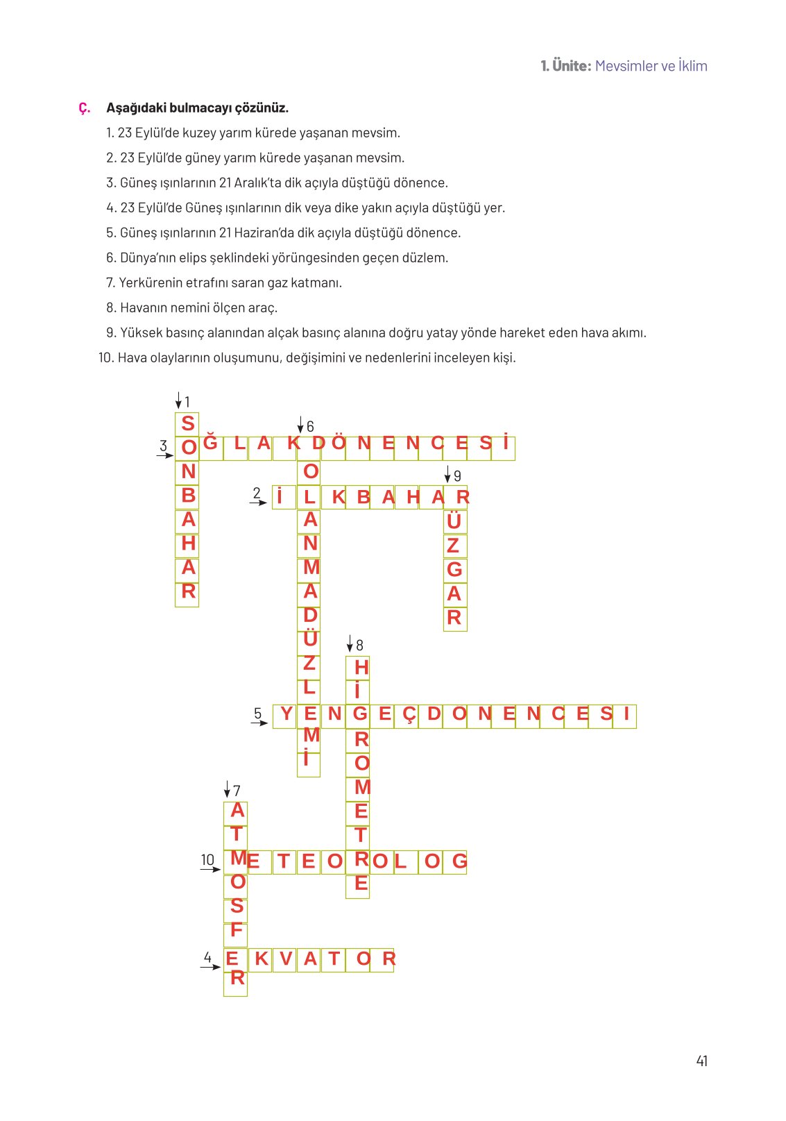 8. Sınıf Fen Bilimleri Ders Kitabı Hecce Yayınları Sayfa 41 Cevapları