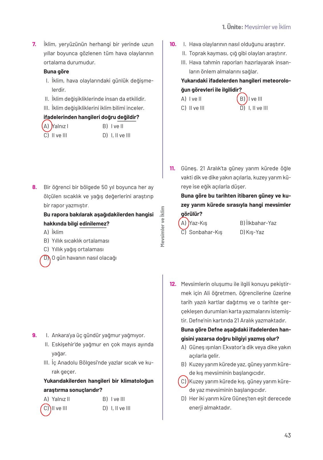 8. Sınıf Fen Bilimleri Ders Kitabı Hecce Yayınları Sayfa 43 Cevapları
