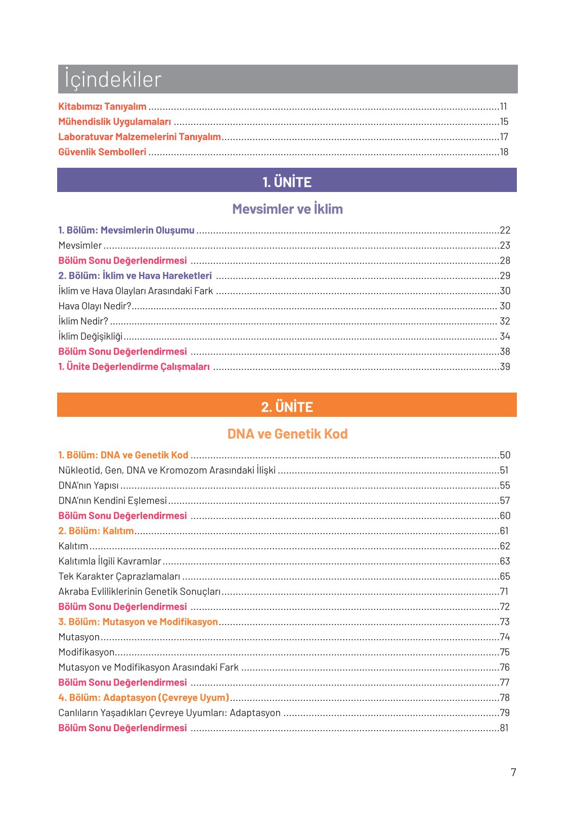 8. Sınıf Fen Bilimleri Ders Kitabı Hecce Yayınları Sayfa 7 Cevapları
