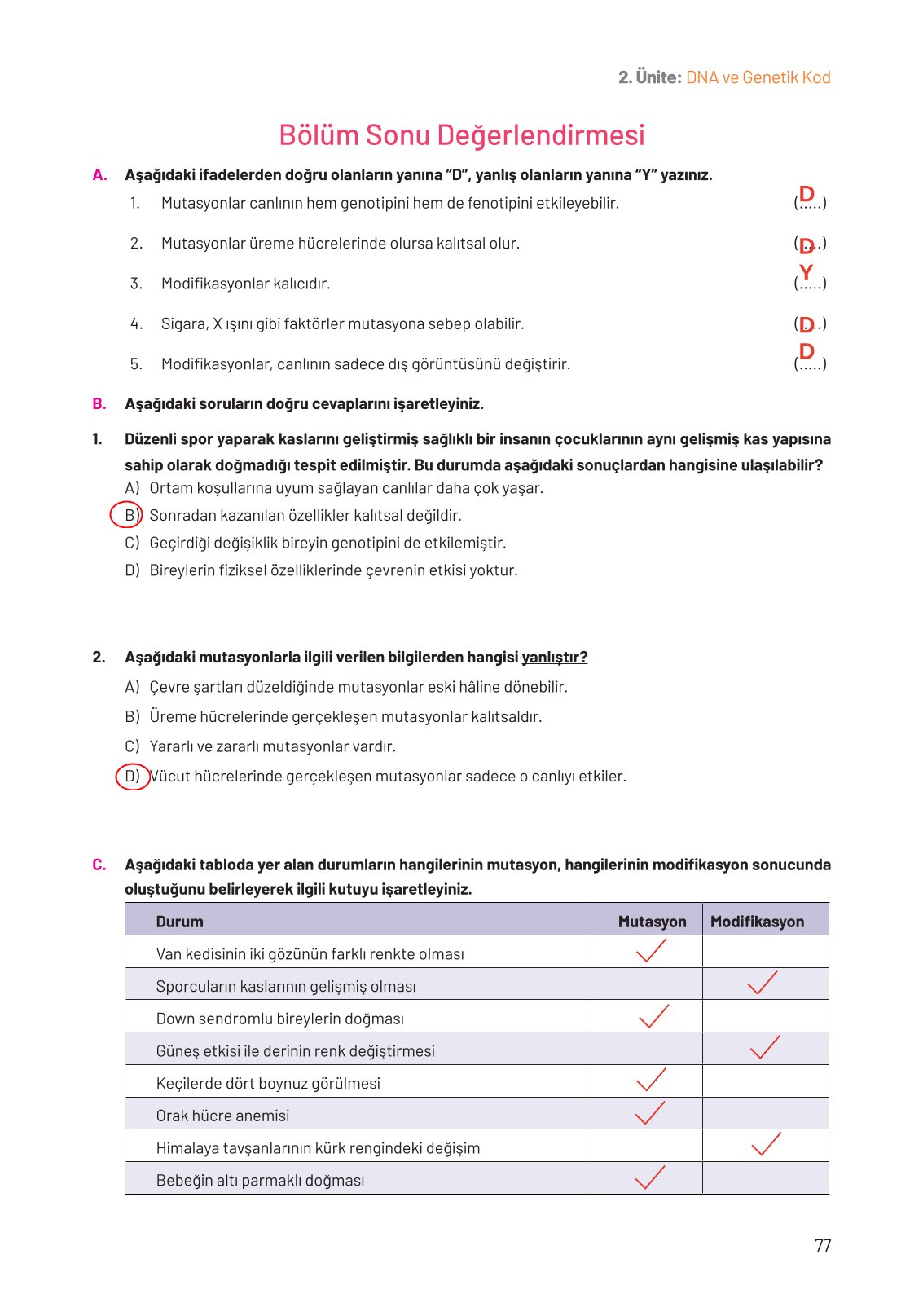 8. Sınıf Fen Bilimleri Ders Kitabı Hecce Yayınları Sayfa 77 Cevapları
