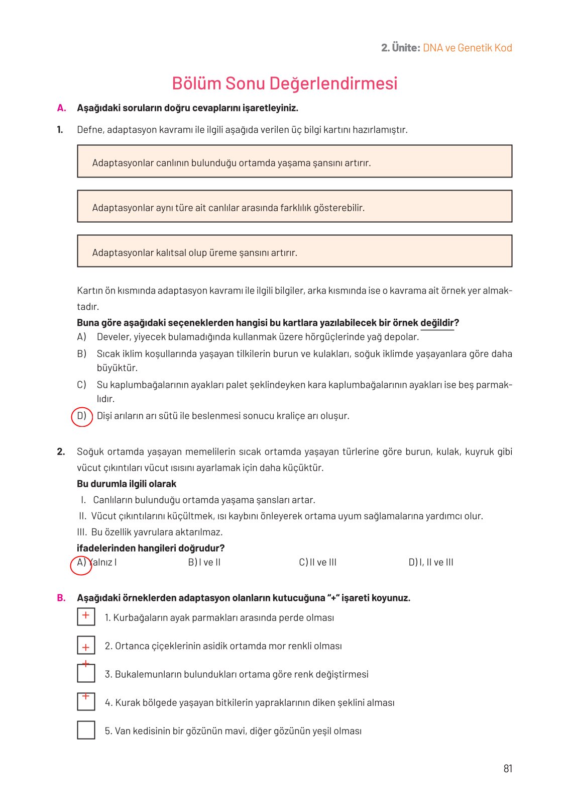 8. Sınıf Fen Bilimleri Ders Kitabı Hecce Yayınları Sayfa 81 Cevapları