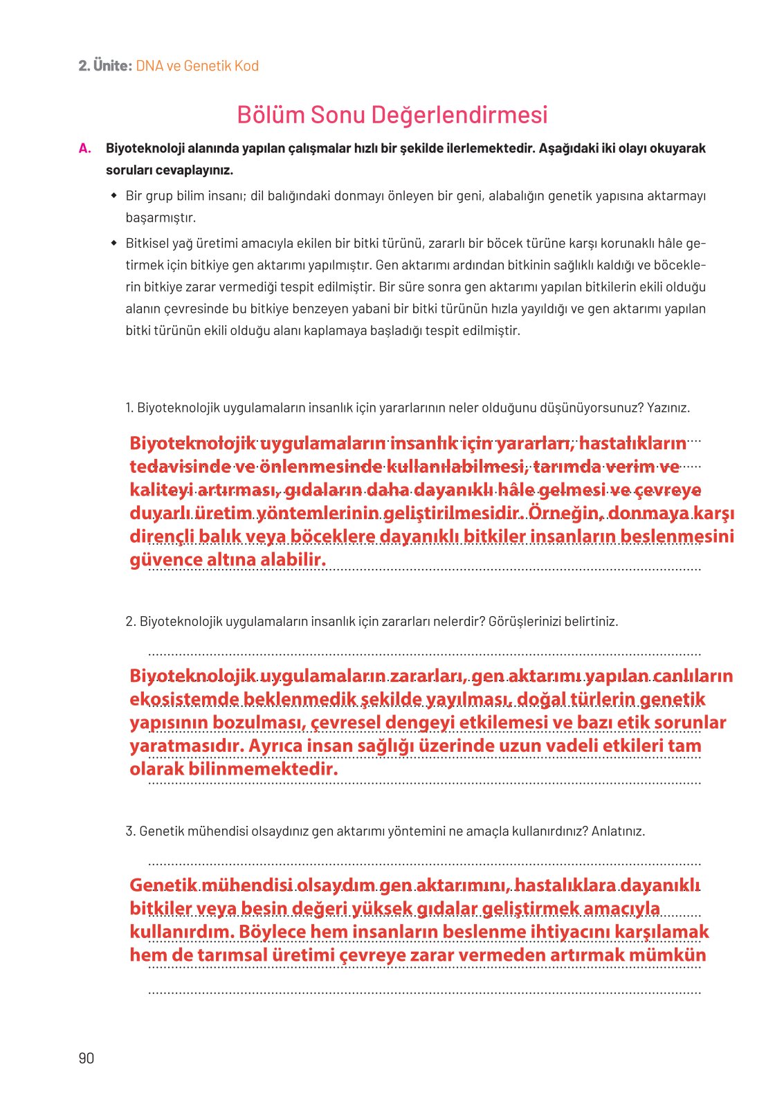 8. Sınıf Fen Bilimleri Ders Kitabı Hecce Yayınları Sayfa 90 Cevapları