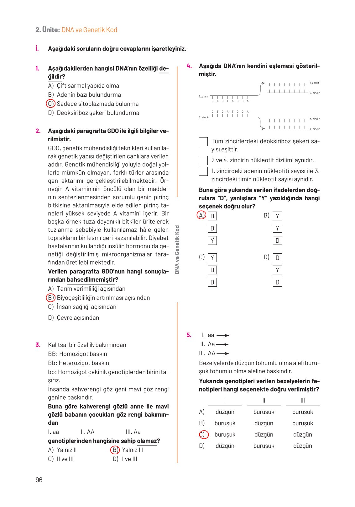 8. Sınıf Fen Bilimleri Ders Kitabı Hecce Yayınları Sayfa 96 Cevapları