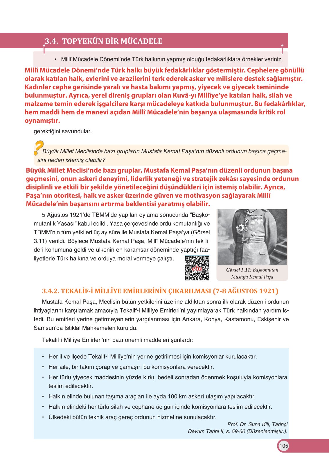 8. Sınıf İnkılap Tarihi Ve Atatürkçülük Ders Kitabı Ders Destek Yayınları Sayfa 105 Cevapları