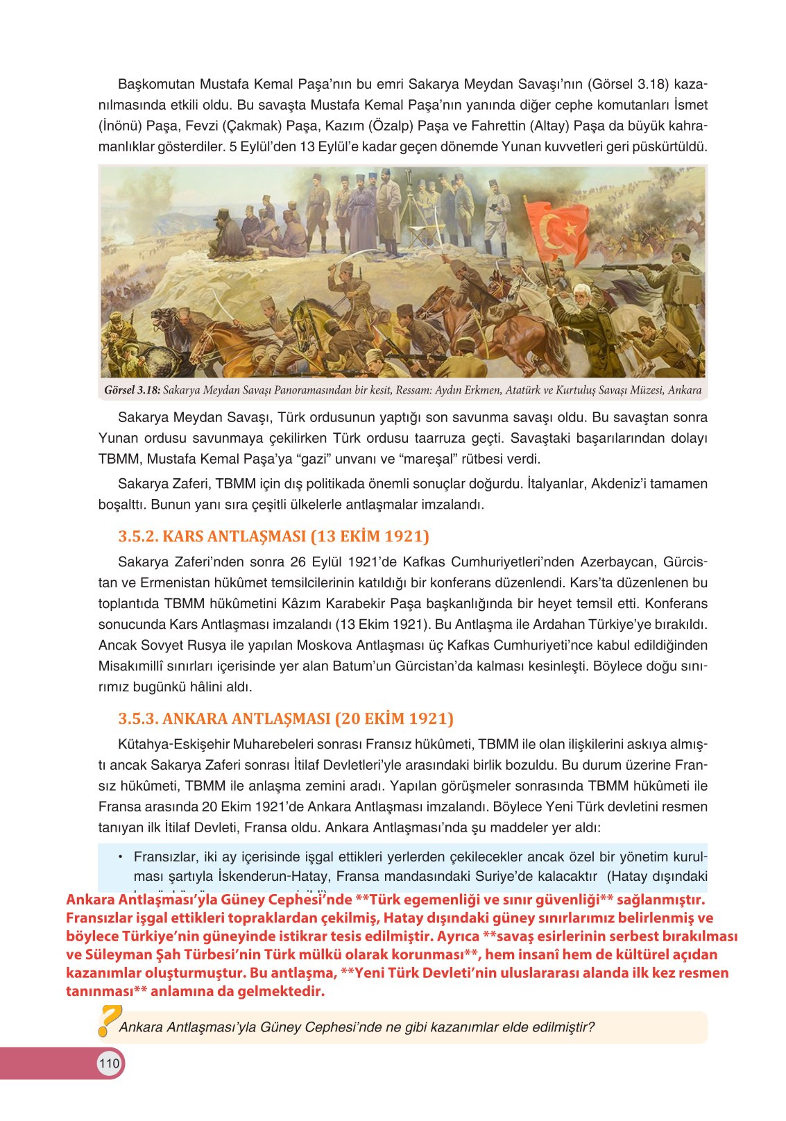 8. Sınıf İnkılap Tarihi Ve Atatürkçülük Ders Kitabı Ders Destek Yayınları Sayfa 110 Cevapları
