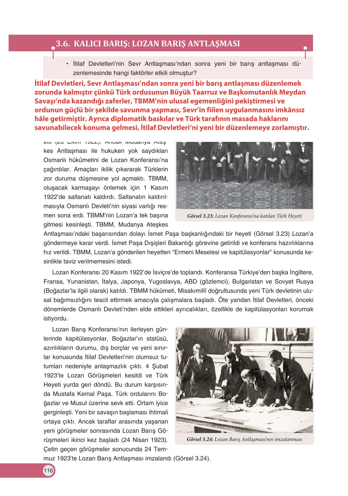8. Sınıf İnkılap Tarihi Ve Atatürkçülük Ders Kitabı Ders Destek Yayınları Sayfa 116 Cevapları