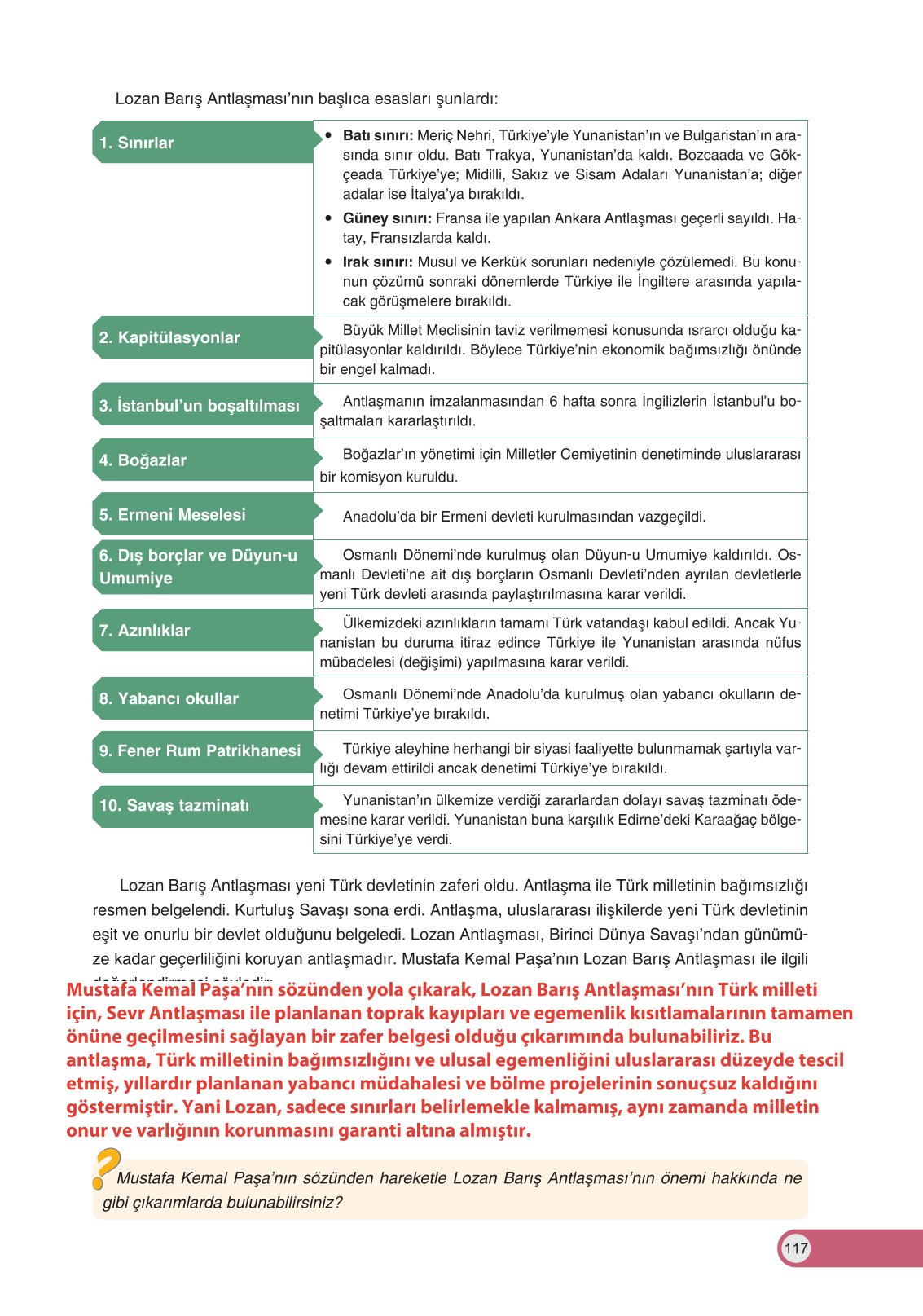 8. Sınıf İnkılap Tarihi Ve Atatürkçülük Ders Kitabı Ders Destek Yayınları Sayfa 117 Cevapları