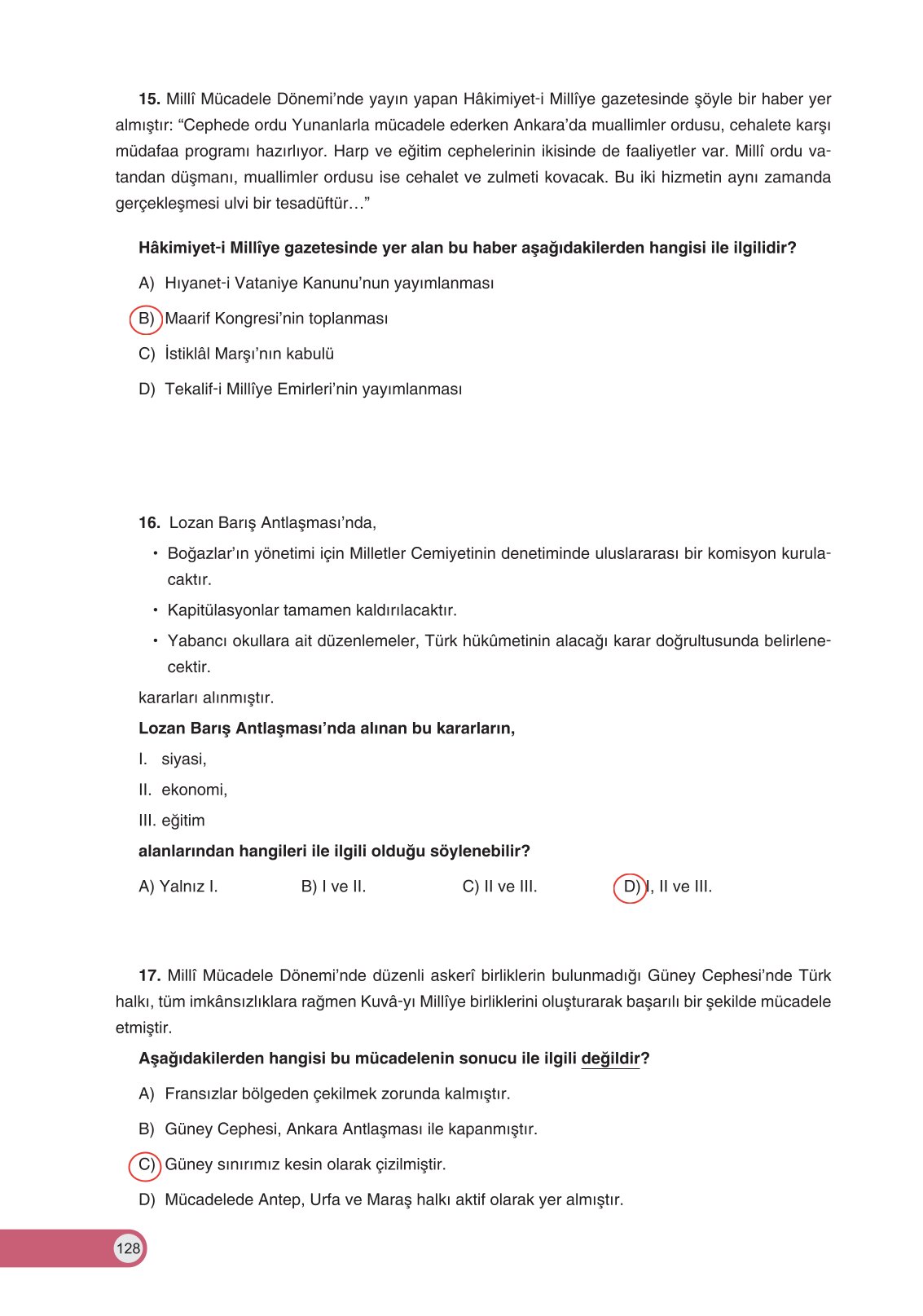 8. Sınıf İnkılap Tarihi Ve Atatürkçülük Ders Kitabı Ders Destek Yayınları Sayfa 128 Cevapları 8. Sınıf İnkılap Tarihi Ve Atatürkçülük Ders Kitabı Ders Destek Yayınları Sayfa 128 Cevapları