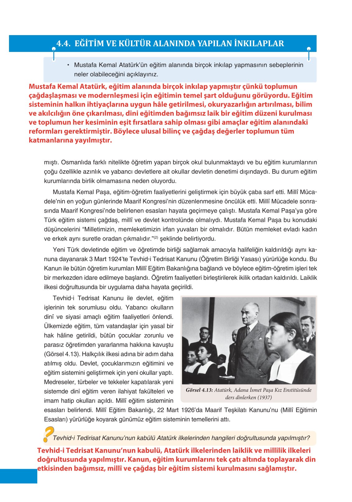 8. Sınıf İnkılap Tarihi Ve Atatürkçülük Ders Kitabı Ders Destek Yayınları Sayfa 144 Cevapları