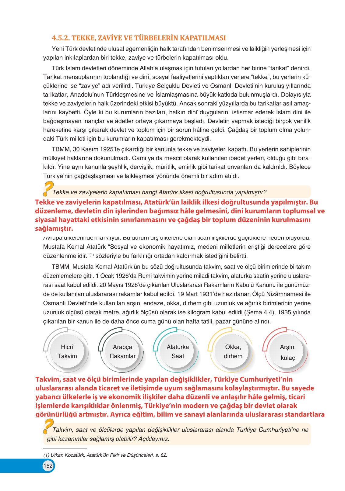 8. Sınıf İnkılap Tarihi Ve Atatürkçülük Ders Kitabı Ders Destek Yayınları Sayfa 152 Cevapları