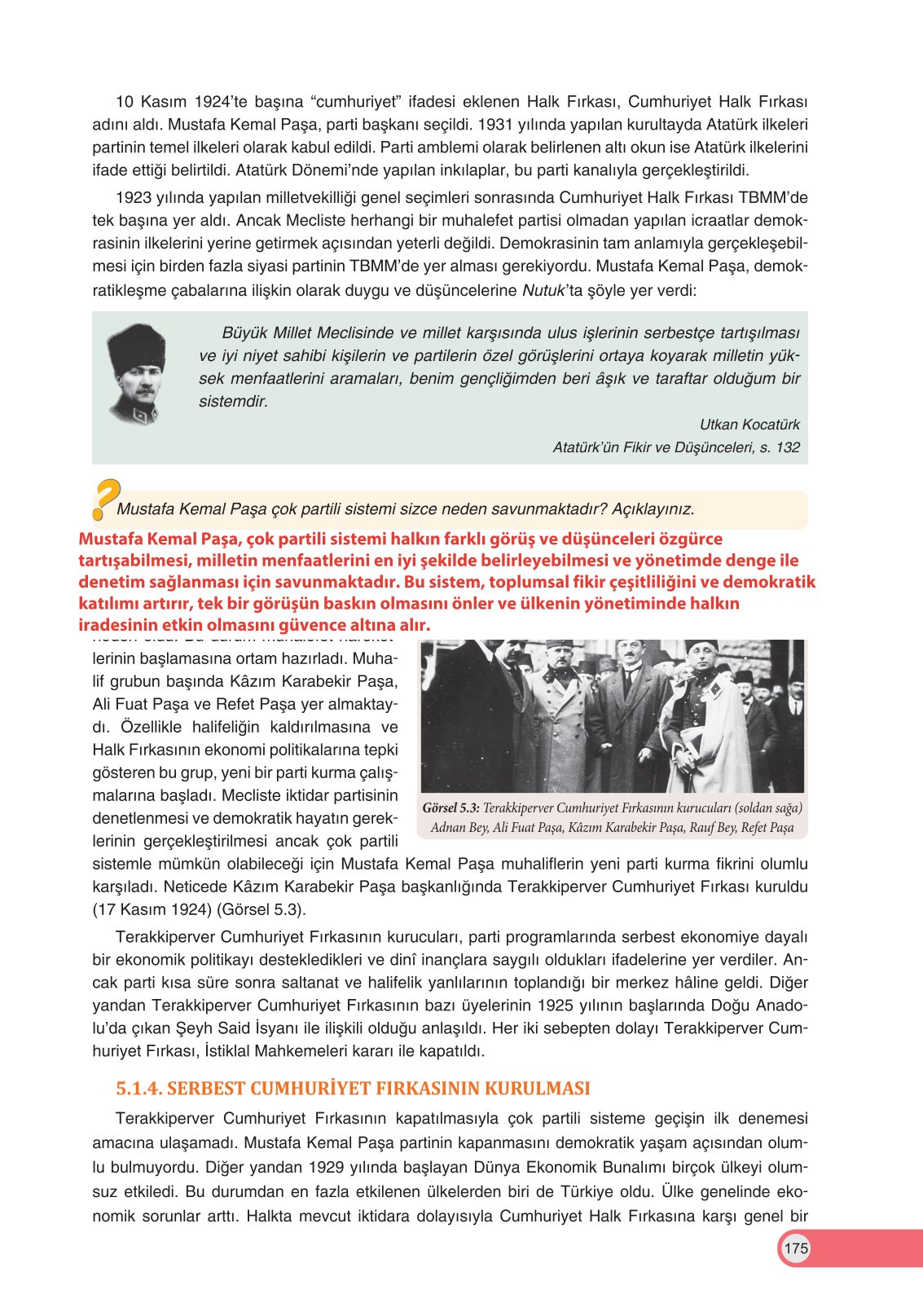 8. Sınıf İnkılap Tarihi Ve Atatürkçülük Ders Kitabı Ders Destek Yayınları Sayfa 175 Cevapları
