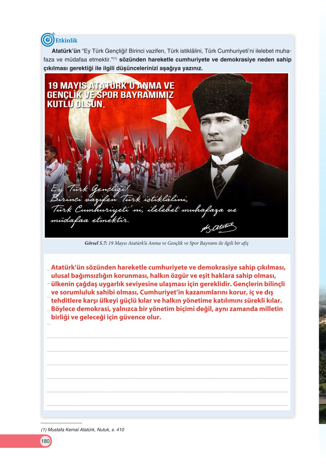8. Sınıf İnkılap Tarihi Ve Atatürkçülük Ders Kitabı Ders Destek Yayınları Sayfa 180 Cevapları