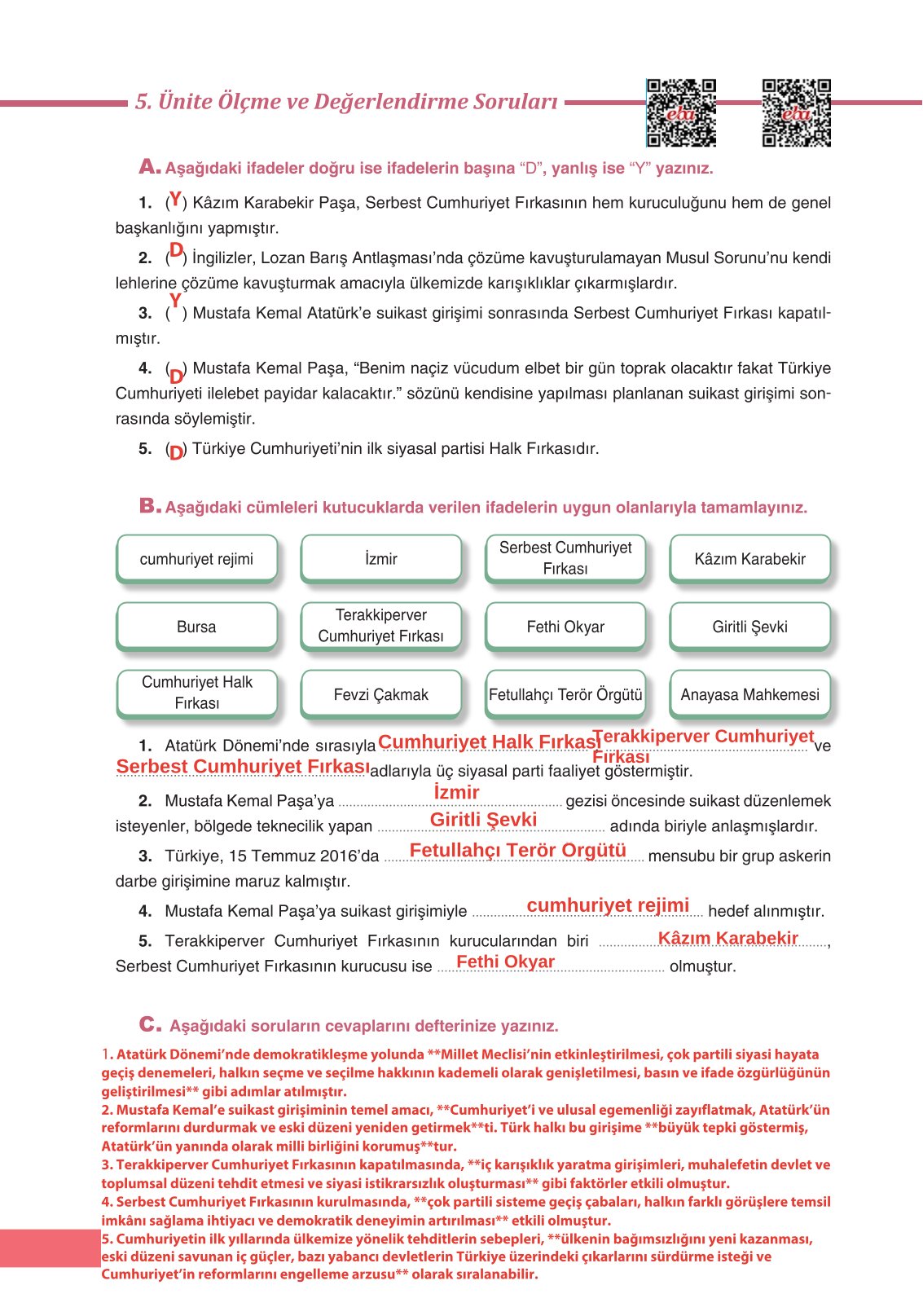 8. Sınıf İnkılap Tarihi Ve Atatürkçülük Ders Kitabı Ders Destek Yayınları Sayfa 182 Cevapları 8. Sınıf İnkılap Tarihi Ve Atatürkçülük Ders Kitabı Ders Destek Yayınları Sayfa 182 Cevapları