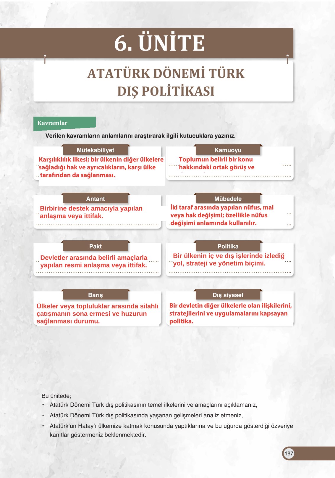 8. Sınıf İnkılap Tarihi Ve Atatürkçülük Ders Kitabı Ders Destek Yayınları Sayfa 187 Cevapları