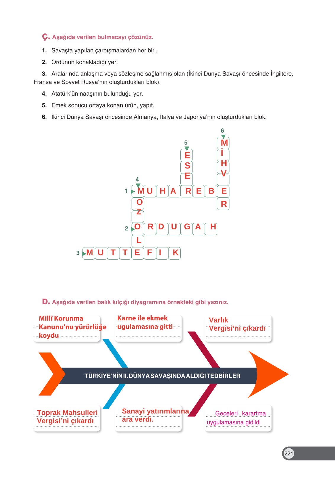 8. Sınıf İnkılap Tarihi Ve Atatürkçülük Ders Kitabı Ders Destek Yayınları Sayfa 221 Cevapları